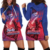 Guam Blue Marlin Fishing Hoodie Dress Guahan Fish Hook Tattoo LT14 - Polynesian Pride