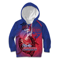 Guam Blue Marlin Fishing Kid Hoodie Guahan Fish Hook Tattoo LT14 Hoodie Blue - Polynesian Pride