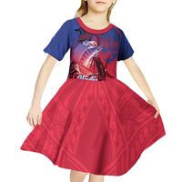 Guam Blue Marlin Fishing Kid Short Sleeve Dress Guahan Fish Hook Tattoo LT14 - Polynesian Pride