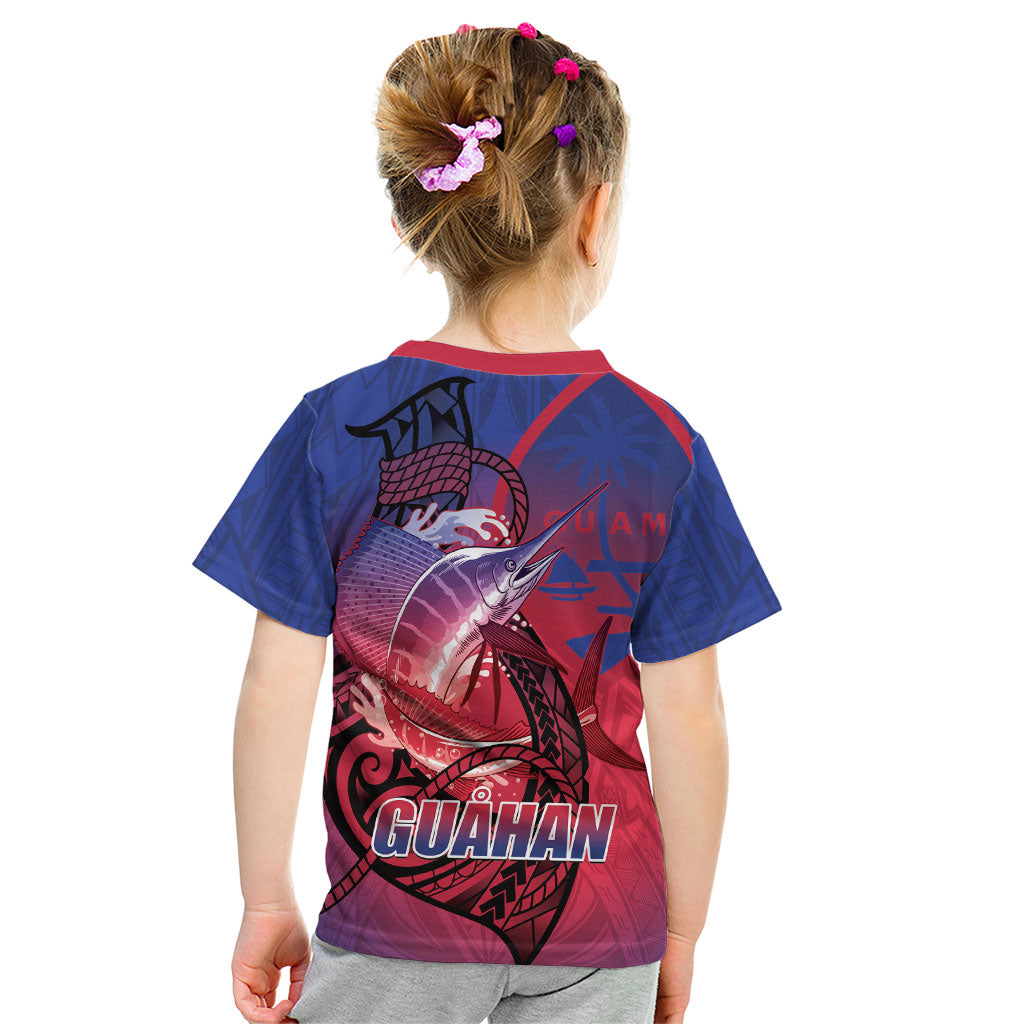 Guam Blue Marlin Fishing Kid T Shirt Guahan Fish Hook Tattoo LT14 - Polynesian Pride