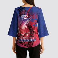 Guam Blue Marlin Fishing Kimono Sleeve Blouse Guahan Fish Hook Tattoo LT14 - Polynesian Pride
