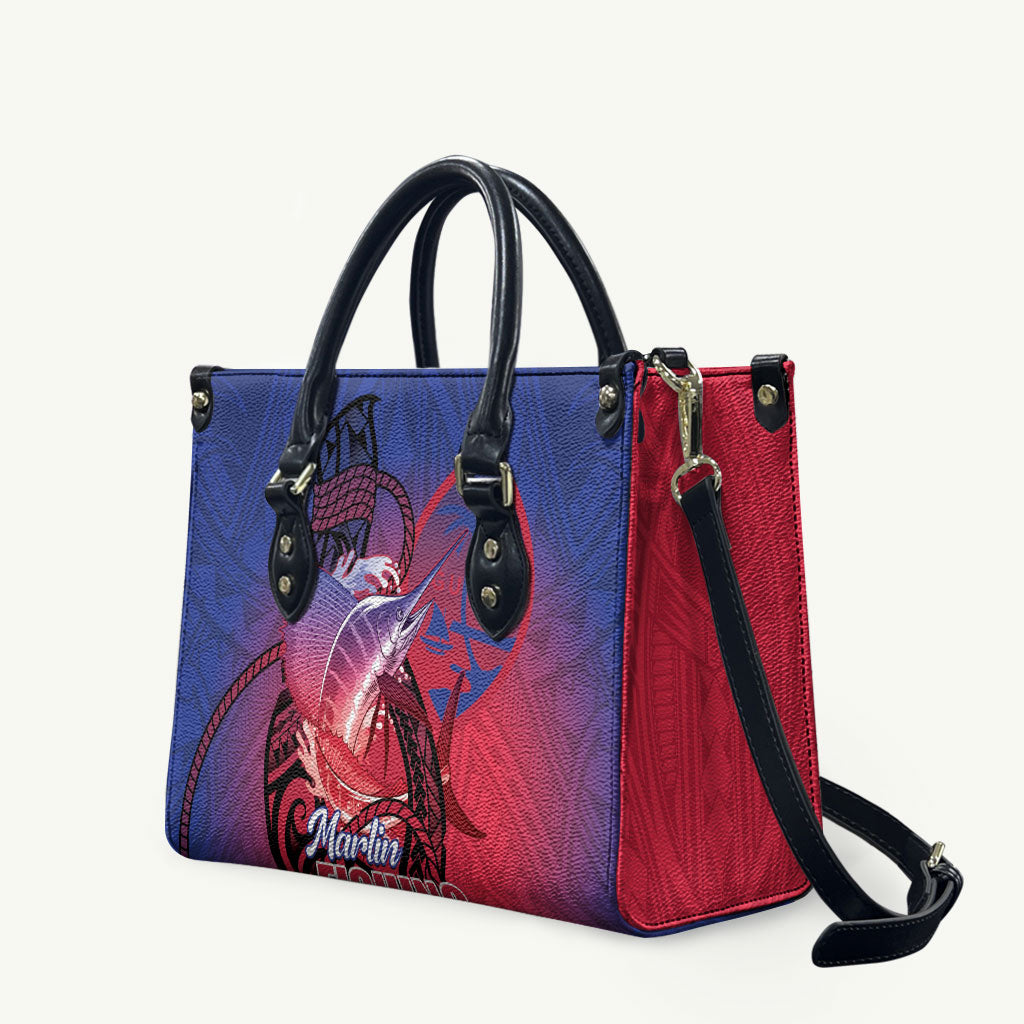 Guam Blue Marlin Fishing Leather Bag Guahan Fish Hook Tattoo