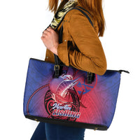 Guam Blue Marlin Fishing Leather Tote Bag Guahan Fish Hook Tattoo LT14 Blue - Polynesian Pride