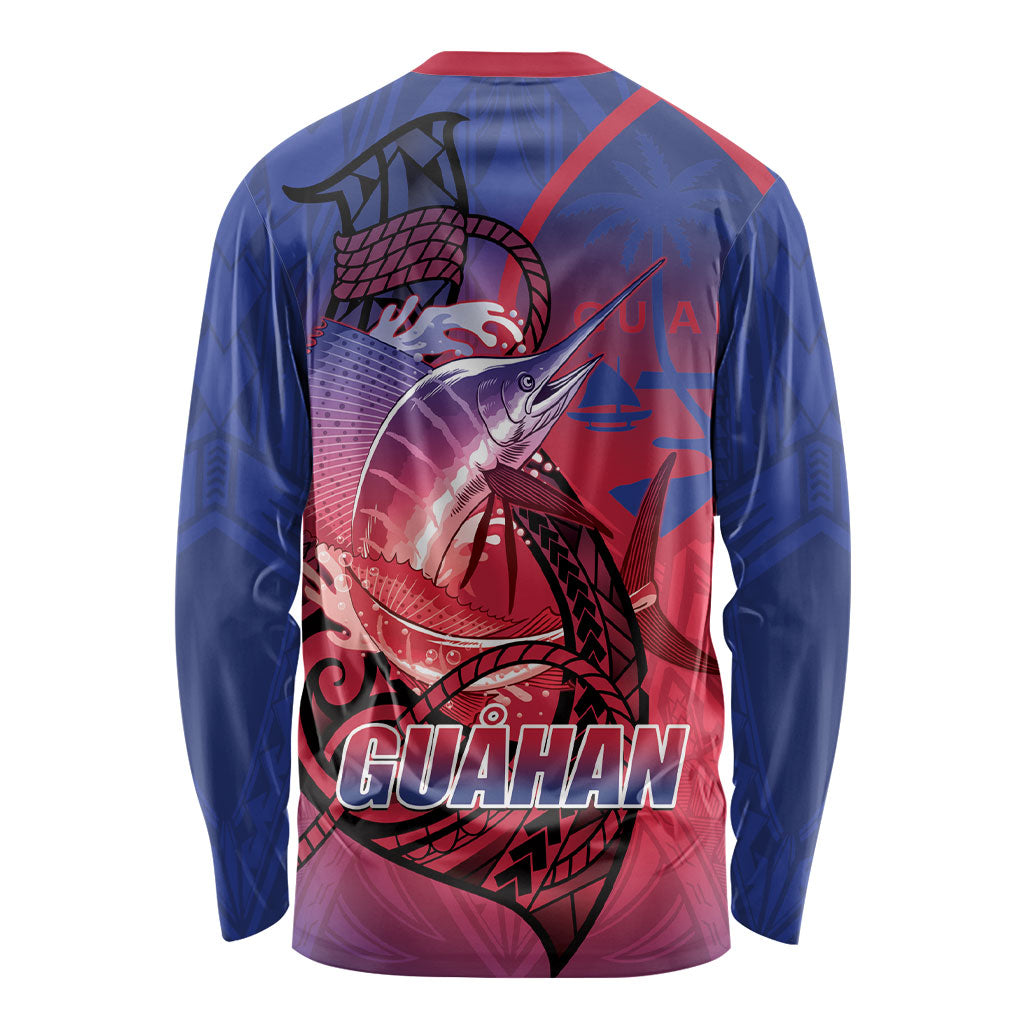 Guam Blue Marlin Fishing Long Sleeve Shirt Guahan Fish Hook Tattoo LT14 - Polynesian Pride