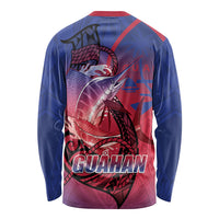 Guam Blue Marlin Fishing Long Sleeve Shirt Guahan Fish Hook Tattoo LT14 - Polynesian Pride