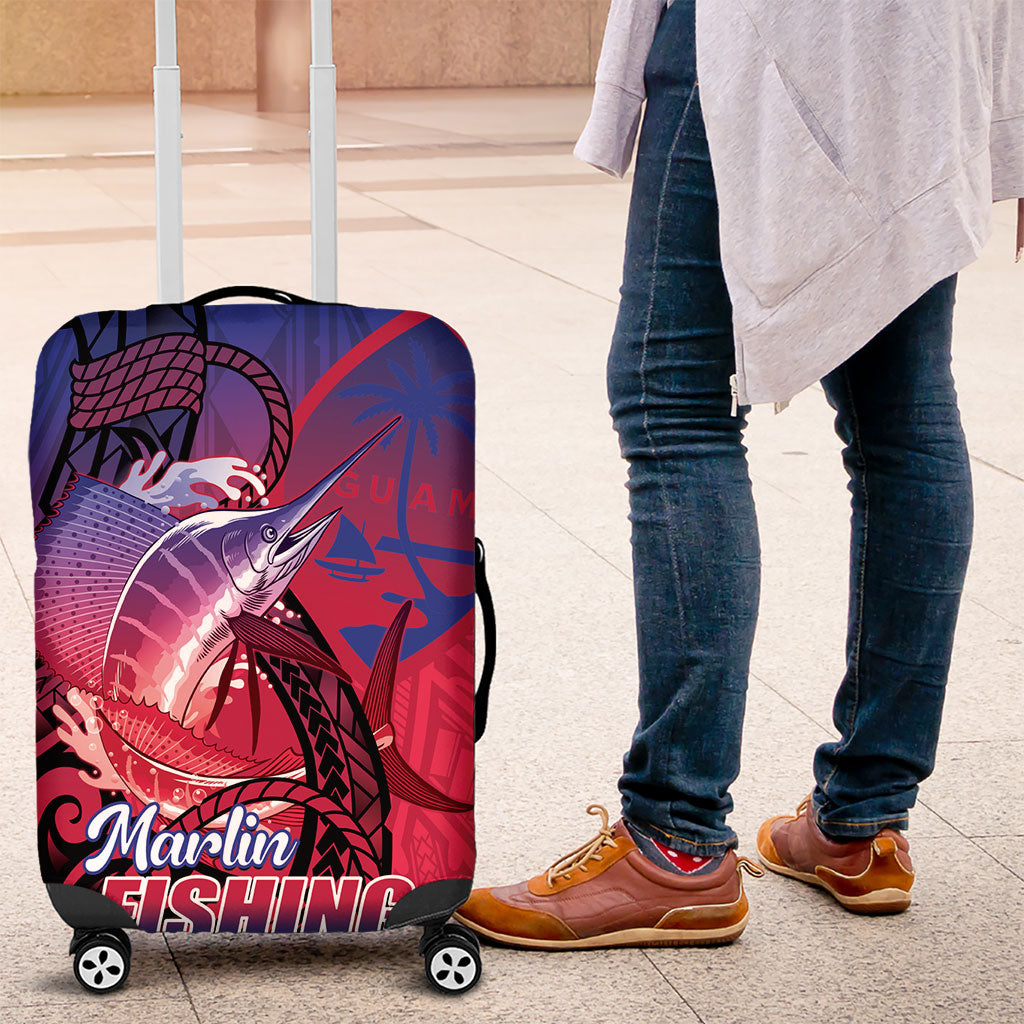 Guam Blue Marlin Fishing Luggage Cover Guahan Fish Hook Tattoo LT14 Blue - Polynesian Pride