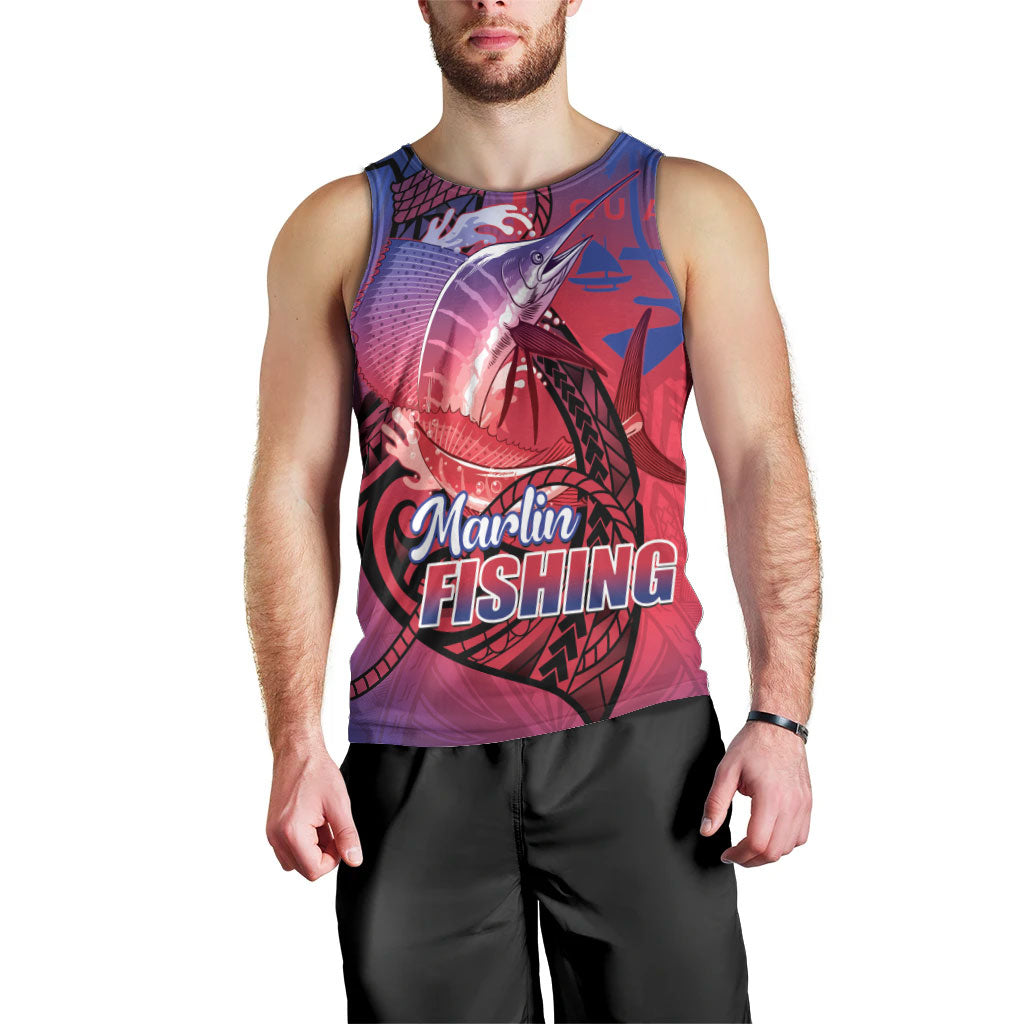 Guam Blue Marlin Fishing Men Tank Top Guahan Fish Hook Tattoo LT14 - Polynesian Pride