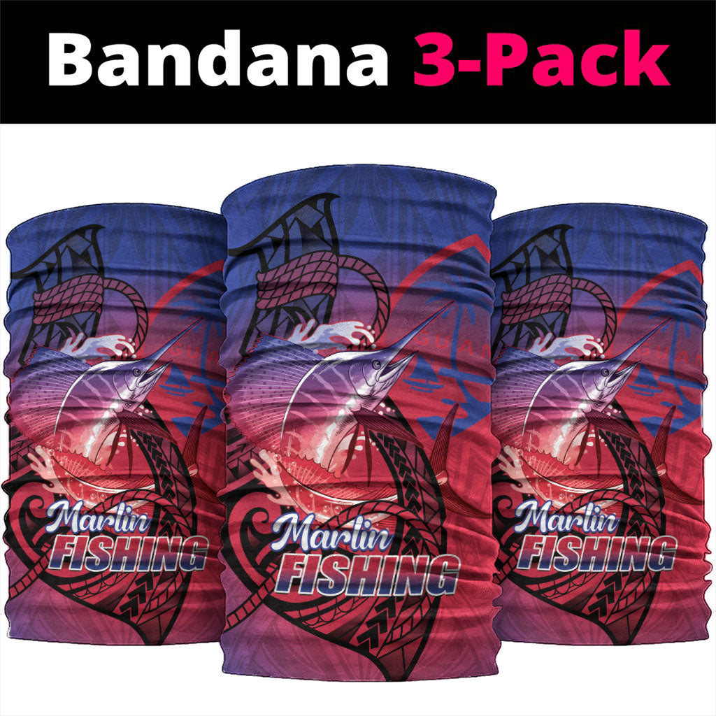 Guam Blue Marlin Fishing Neck Gaiter Guahan Fish Hook Tattoo LT14 package One Size: 25*50cm Blue - Polynesian Pride