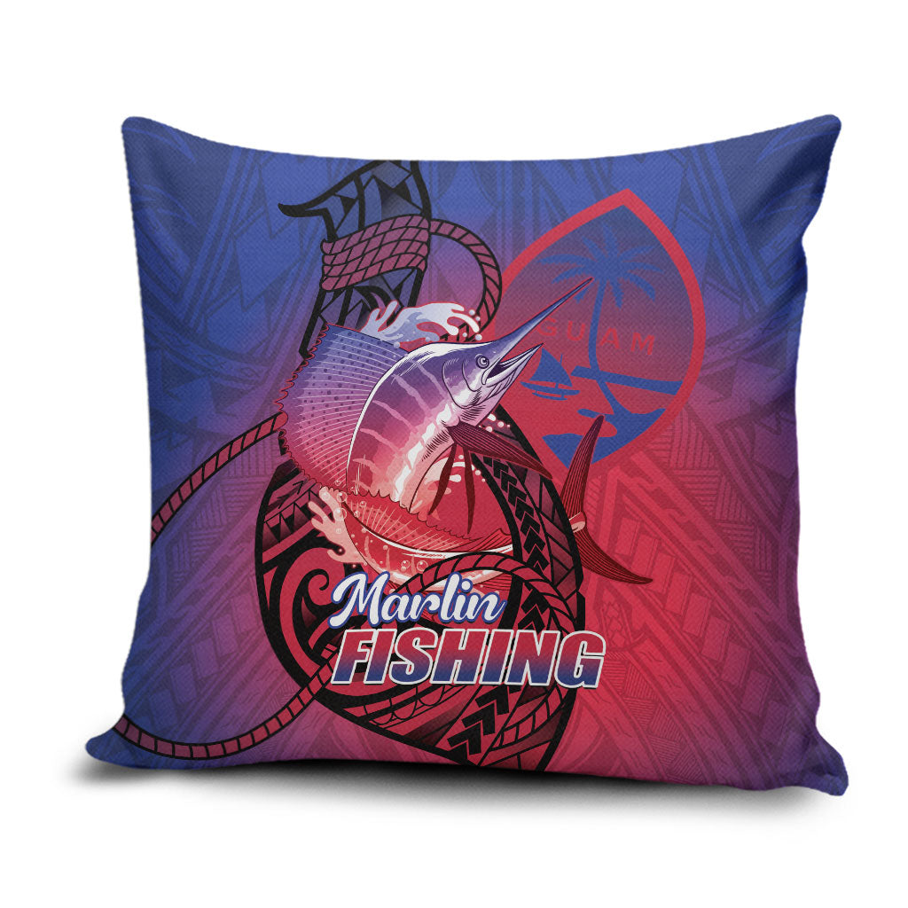 Guam Blue Marlin Fishing Pillow Cover Guahan Fish Hook Tattoo LT14 Blue - Polynesian Pride