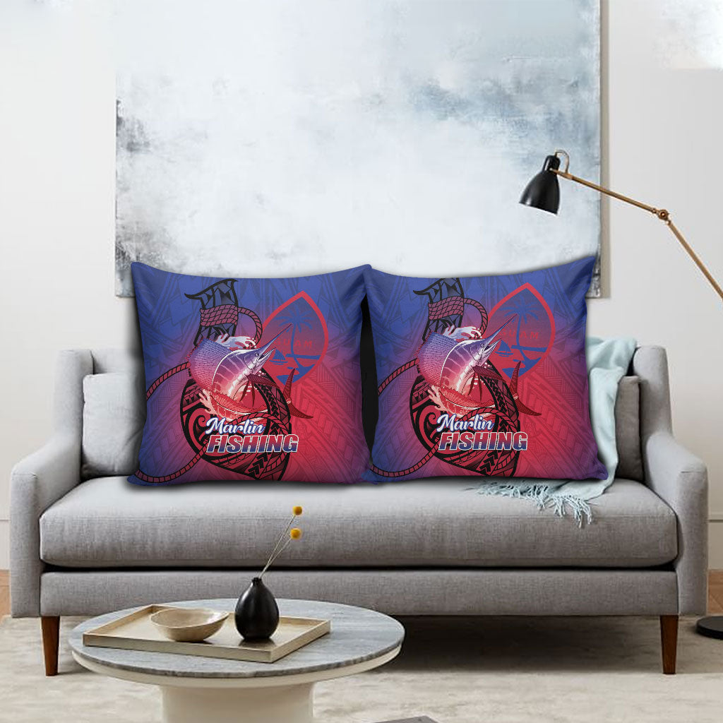 Guam Blue Marlin Fishing Pillow Cover Guahan Fish Hook Tattoo LT14 - Polynesian Pride