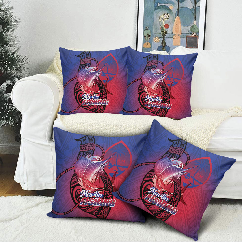 Guam Blue Marlin Fishing Pillow Cover Guahan Fish Hook Tattoo LT14 - Polynesian Pride