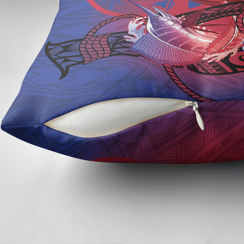Guam Blue Marlin Fishing Pillow Cover Guahan Fish Hook Tattoo LT14 - Polynesian Pride