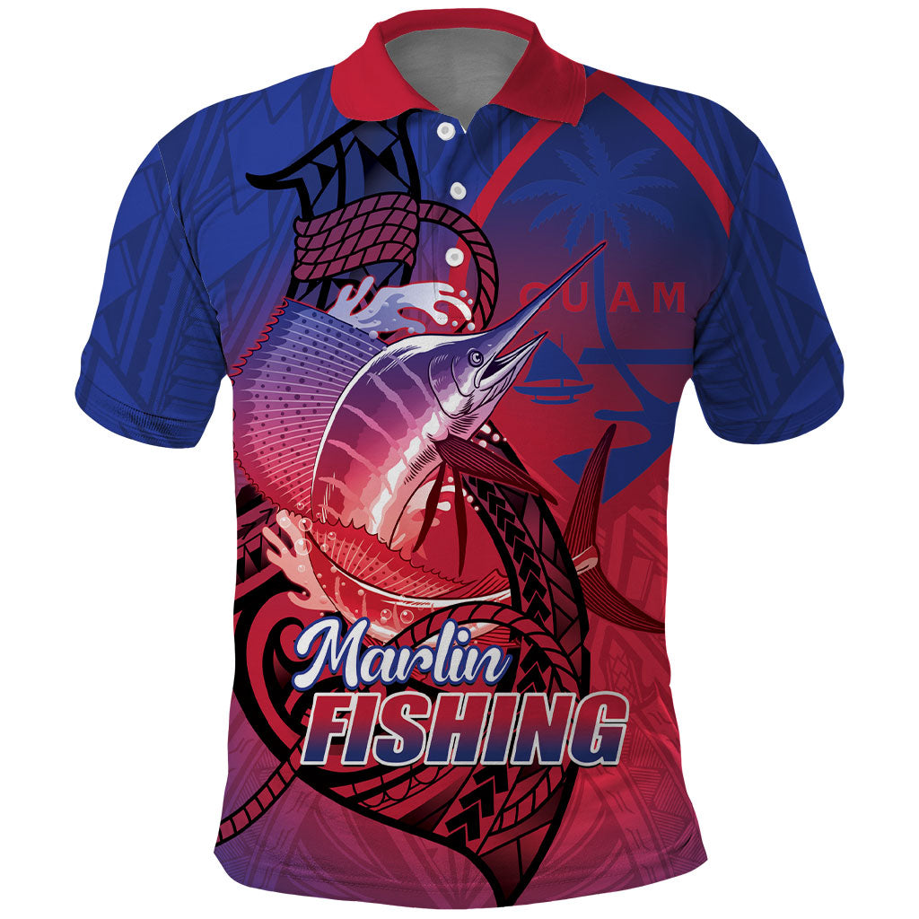 Guam Blue Marlin Fishing Polo Shirt Guahan Fish Hook Tattoo LT14 Blue - Polynesian Pride