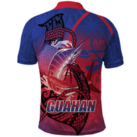 Guam Blue Marlin Fishing Polo Shirt Guahan Fish Hook Tattoo LT14 - Polynesian Pride
