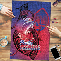 Guam Blue Marlin Fishing Puzzle Guahan Fish Hook Tattoo LT14 Blue - Polynesian Pride