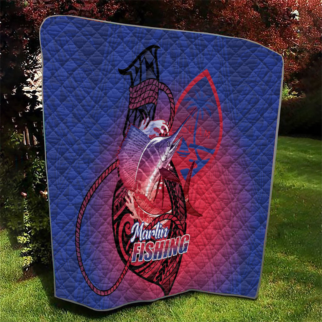 Guam Blue Marlin Fishing Quilt Guahan Fish Hook Tattoo