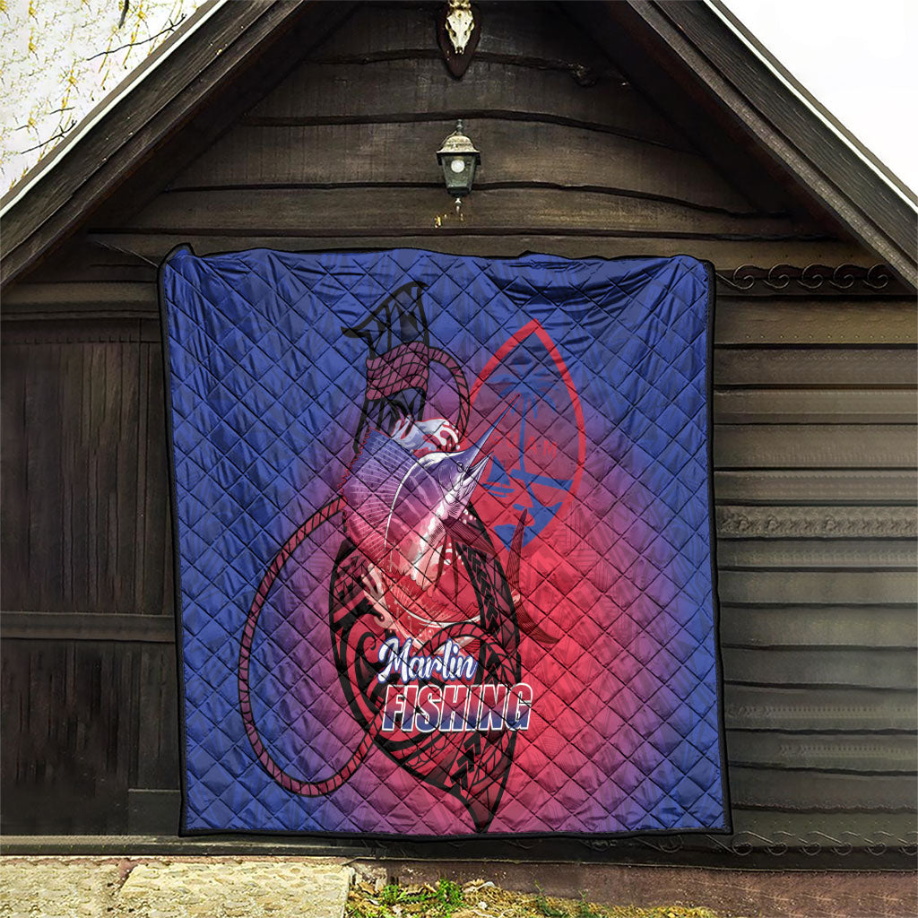 Guam Blue Marlin Fishing Quilt Guahan Fish Hook Tattoo