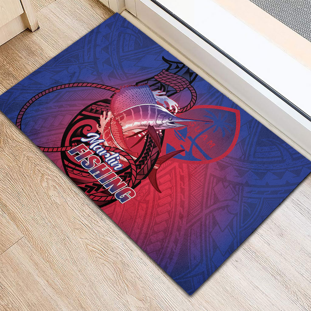 Guam Blue Marlin Fishing Rubber Doormat Guahan Fish Hook Tattoo LT14 - Polynesian Pride