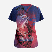 Guam Blue Marlin Fishing Scrub Top Guahan Fish Hook Tattoo LT14 - Polynesian Pride
