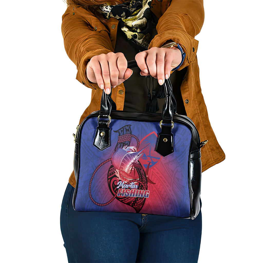 Guam Blue Marlin Fishing Shoulder Handbag Guahan Fish Hook Tattoo