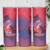 Guam Blue Marlin Fishing Skinny Tumbler Guahan Fish Hook Tattoo LT14 - Polynesian Pride