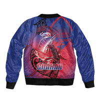 Guam Blue Marlin Fishing Sleeve Zip Bomber Jacket Guahan Fish Hook Tattoo LT14 - Polynesian Pride