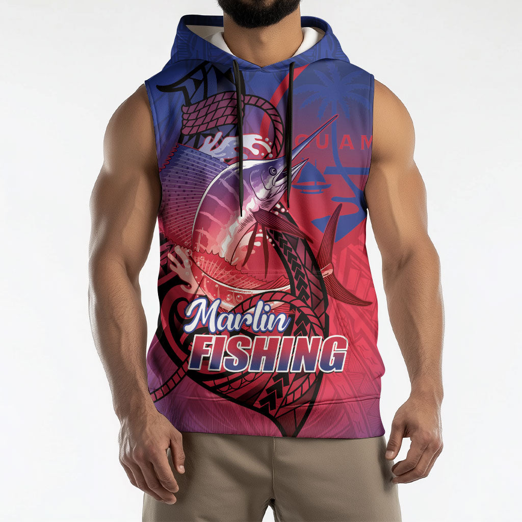 Guam Blue Marlin Fishing Sleeveless Hoodie Guahan Fish Hook Tattoo LT14 - Polynesian Pride