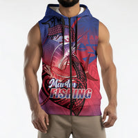 Guam Blue Marlin Fishing Sleeveless Zip Hoodie Guahan Fish Hook Tattoo LT14 - Polynesian Pride