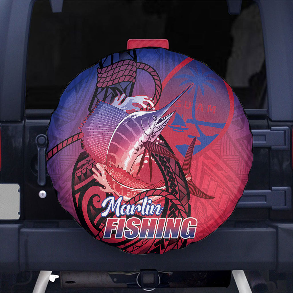 Guam Blue Marlin Fishing Spare Tire Cover Guahan Fish Hook Tattoo LT14 No hole Blue - Polynesian Pride