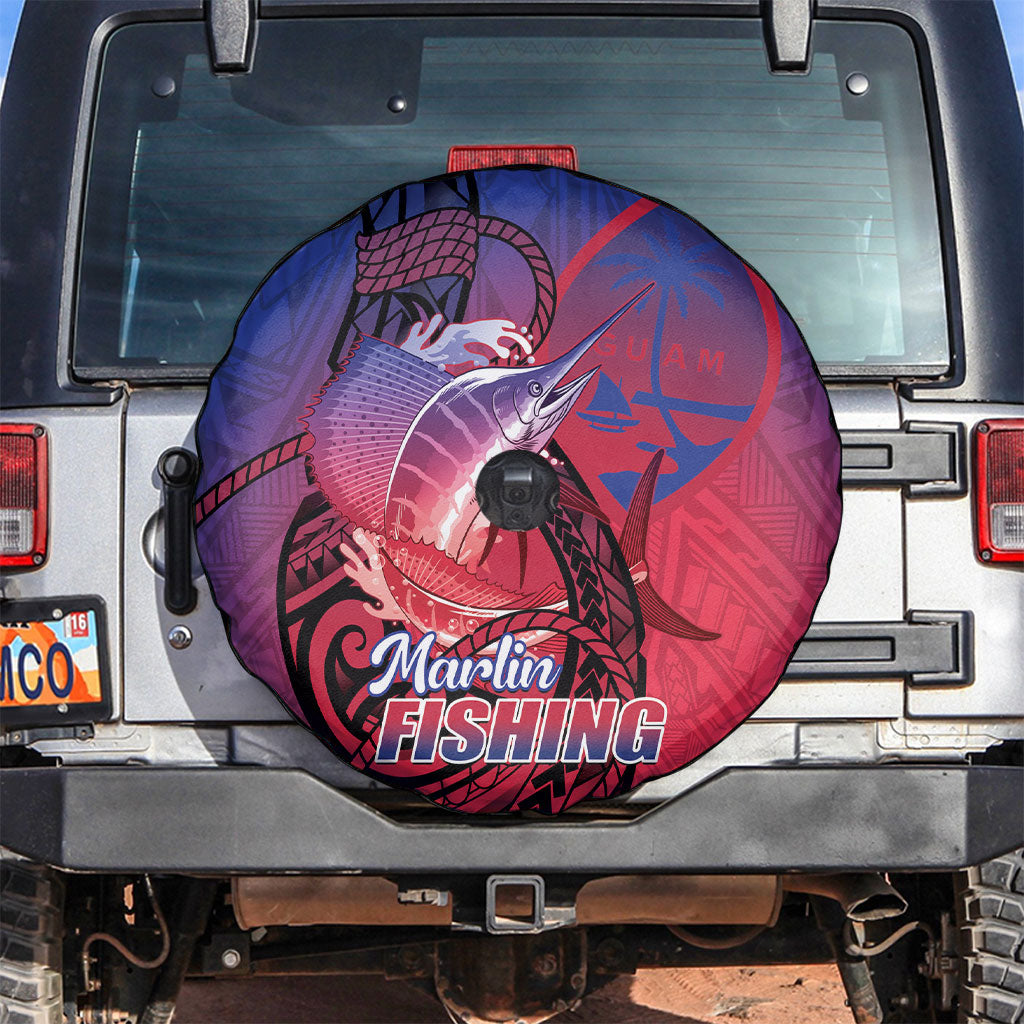 Guam Blue Marlin Fishing Spare Tire Cover Guahan Fish Hook Tattoo LT14 Blue - Polynesian Pride