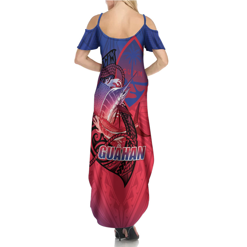 Guam Blue Marlin Fishing Summer Maxi Dress Guahan Fish Hook Tattoo LT14 - Polynesian Pride