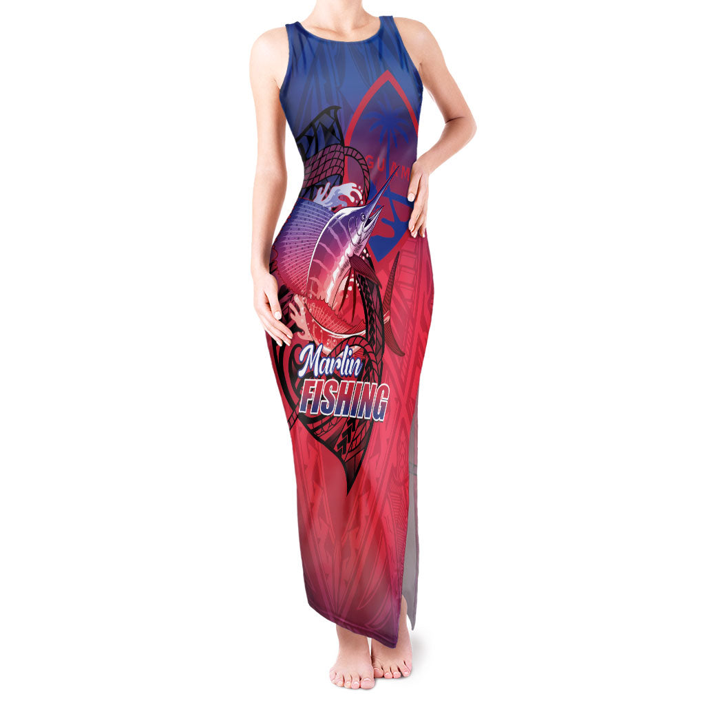Guam Blue Marlin Fishing Tank Maxi Dress Guahan Fish Hook Tattoo LT14 Women Blue - Polynesian Pride