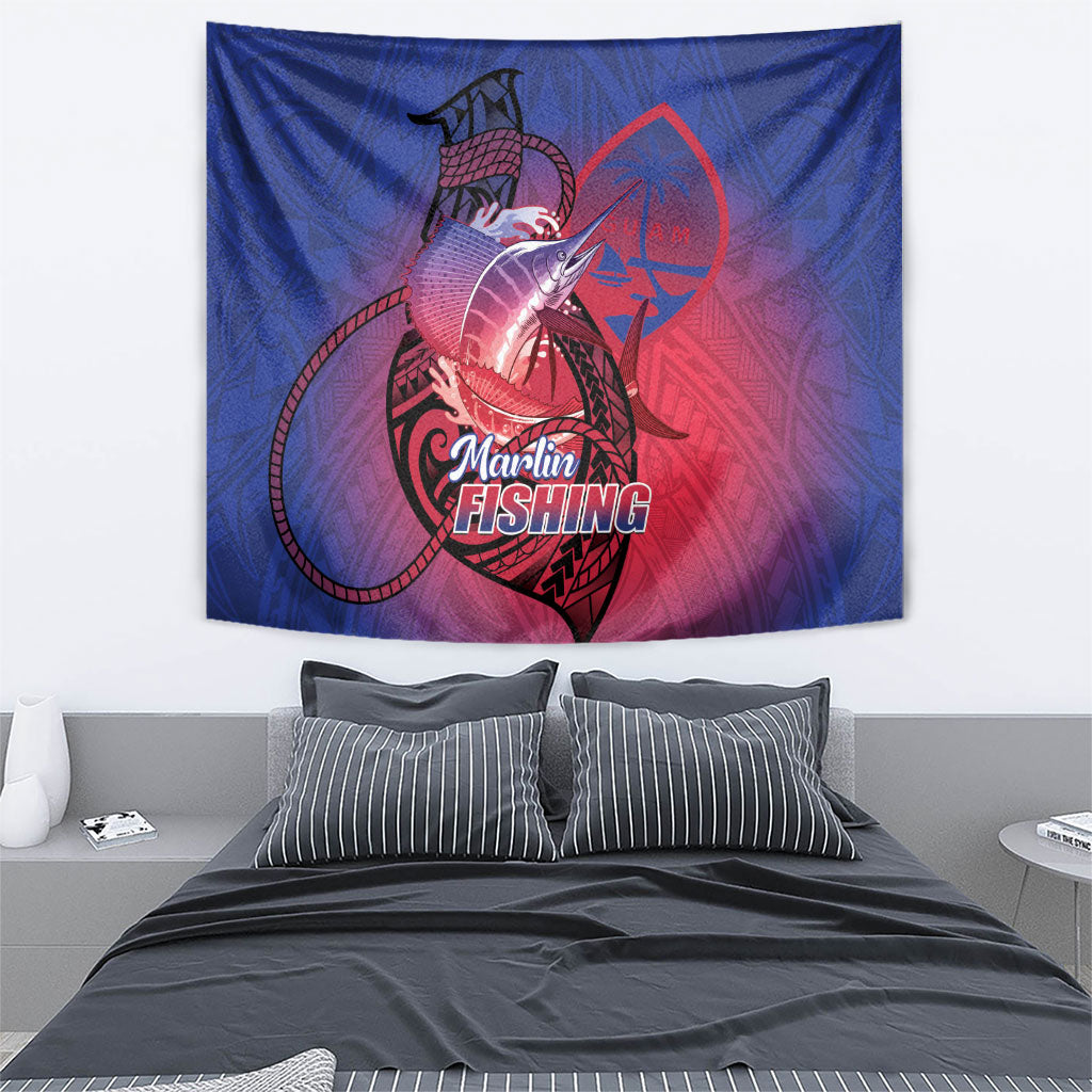Guam Blue Marlin Fishing Tapestry Guahan Fish Hook Tattoo LT14 - Polynesian Pride
