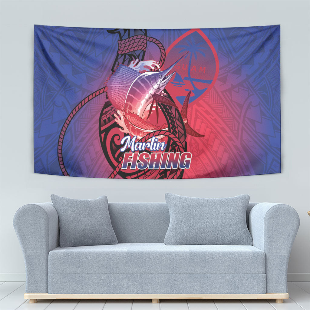 Guam Blue Marlin Fishing Tapestry Guahan Fish Hook Tattoo LT14 - Polynesian Pride
