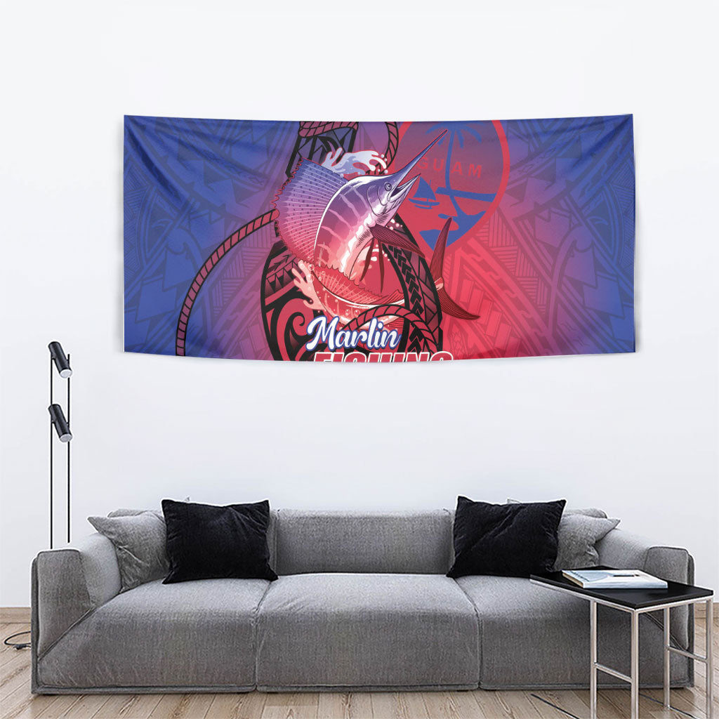 Guam Blue Marlin Fishing Tapestry Guahan Fish Hook Tattoo LT14 - Polynesian Pride