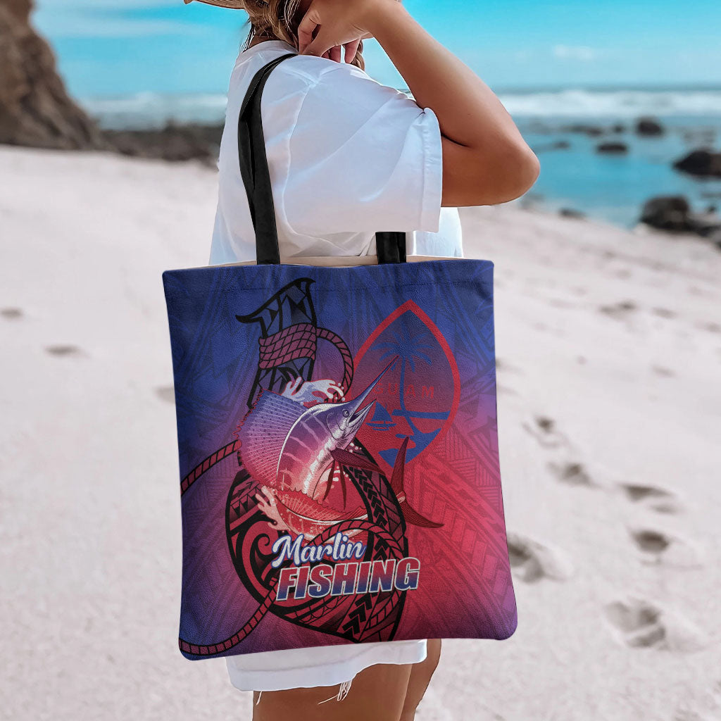 Guam Blue Marlin Fishing Tote Bag Guahan Fish Hook Tattoo LT14 - Polynesian Pride