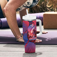Guam Blue Marlin Fishing Tumbler With Handle Guahan Fish Hook Tattoo LT14 - Polynesian Pride
