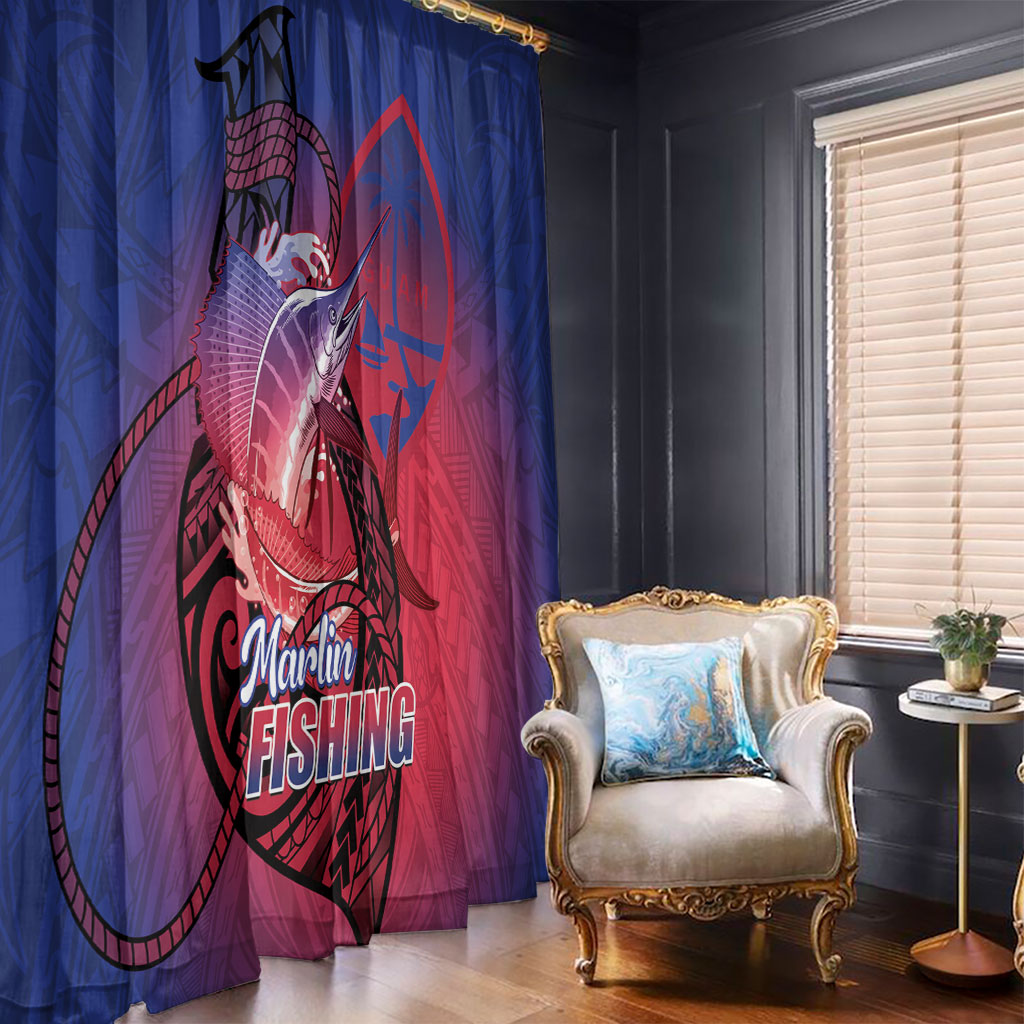 Guam Blue Marlin Fishing Window Curtain Guahan Fish Hook Tattoo LT14 - Polynesian Pride