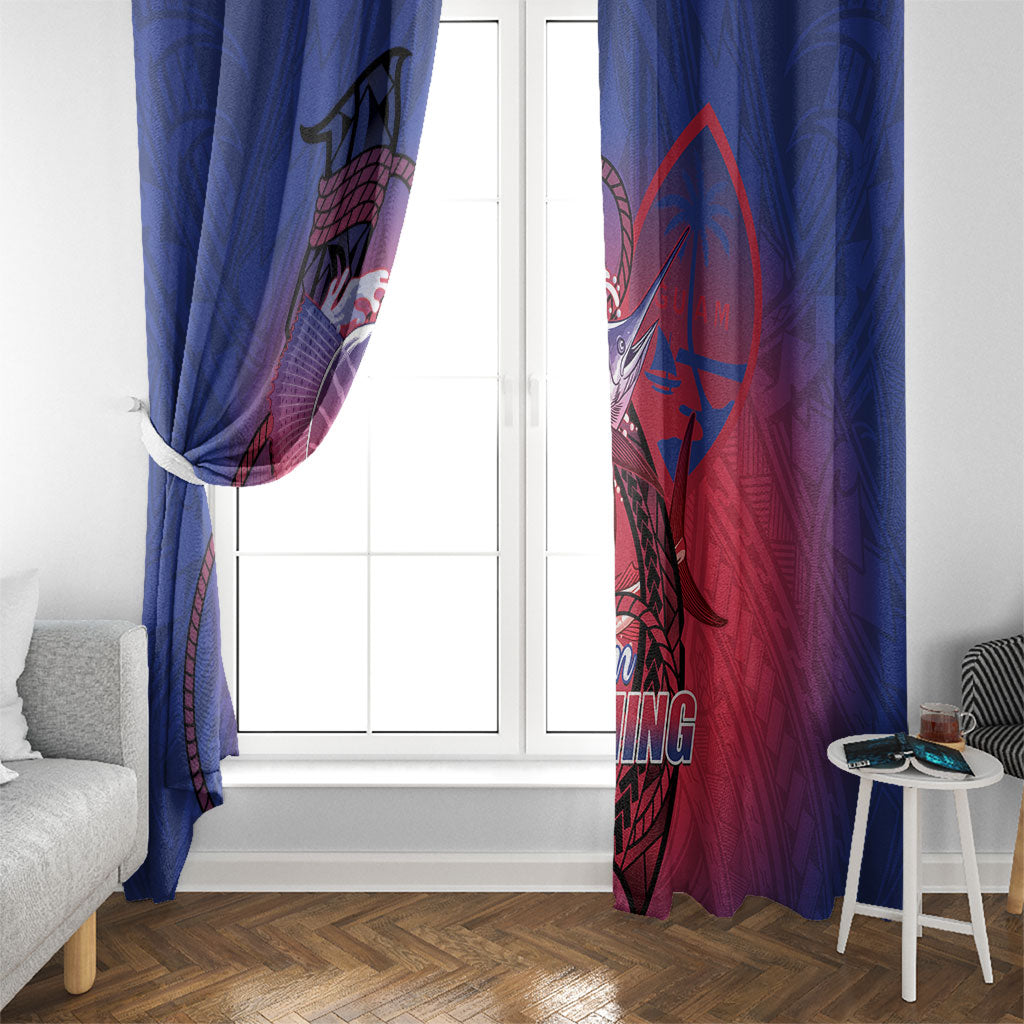 Guam Blue Marlin Fishing Window Curtain Guahan Fish Hook Tattoo LT14 - Polynesian Pride