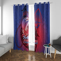 Guam Blue Marlin Fishing Window Curtain Guahan Fish Hook Tattoo LT14 With Grommets Blue - Polynesian Pride