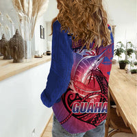 Guam Blue Marlin Fishing Women Casual Shirt Guahan Fish Hook Tattoo LT14 - Polynesian Pride