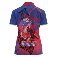 Guam Blue Marlin Fishing Women Polo Shirt Guahan Fish Hook Tattoo