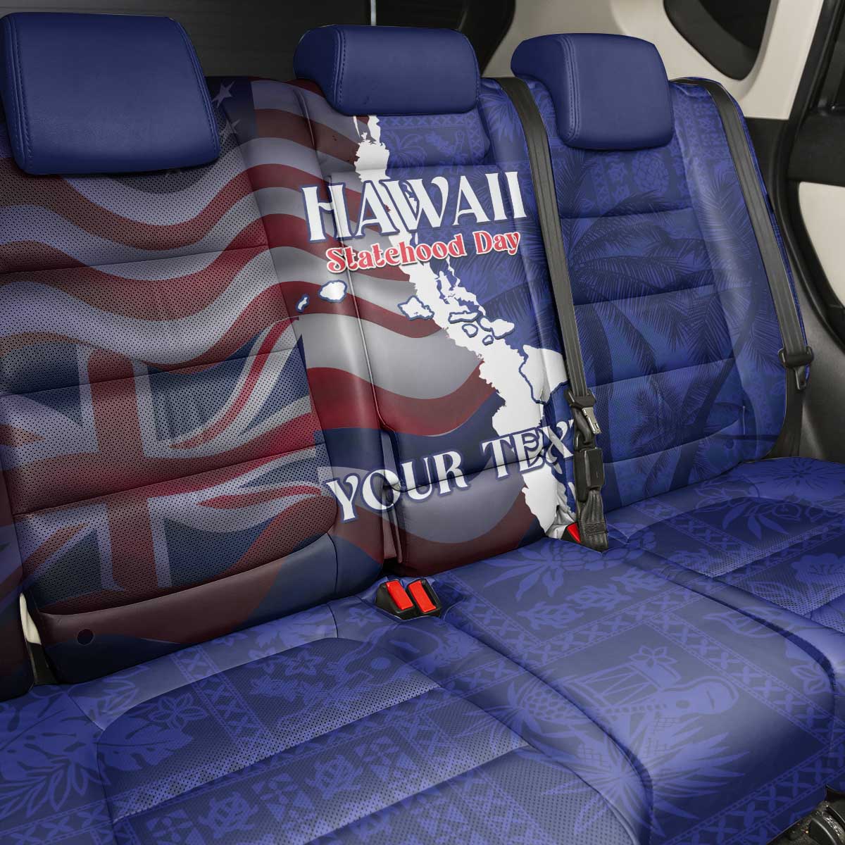 Personalized Hawaii Statehood Day Back Car Seat Cover 66th Anniversary - Polynesian Pride