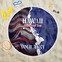 Personalized Hawaii Statehood Day Beach Blanket 66th Anniversary LT14 One Size 150cm Blue - Polynesian Pride