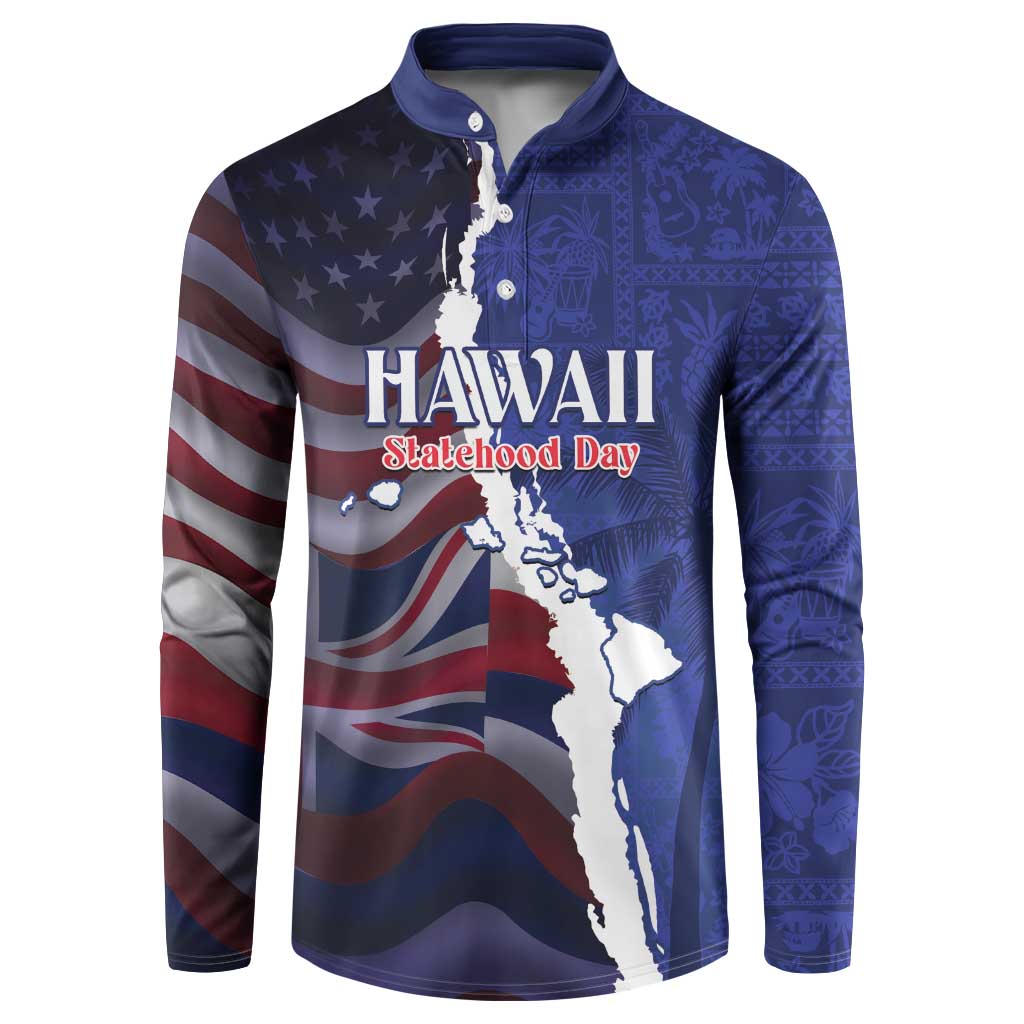 Personalized Hawaii Statehood Day Button Sweatshirt 66th Anniversary LT14 Blue - Polynesian Pride