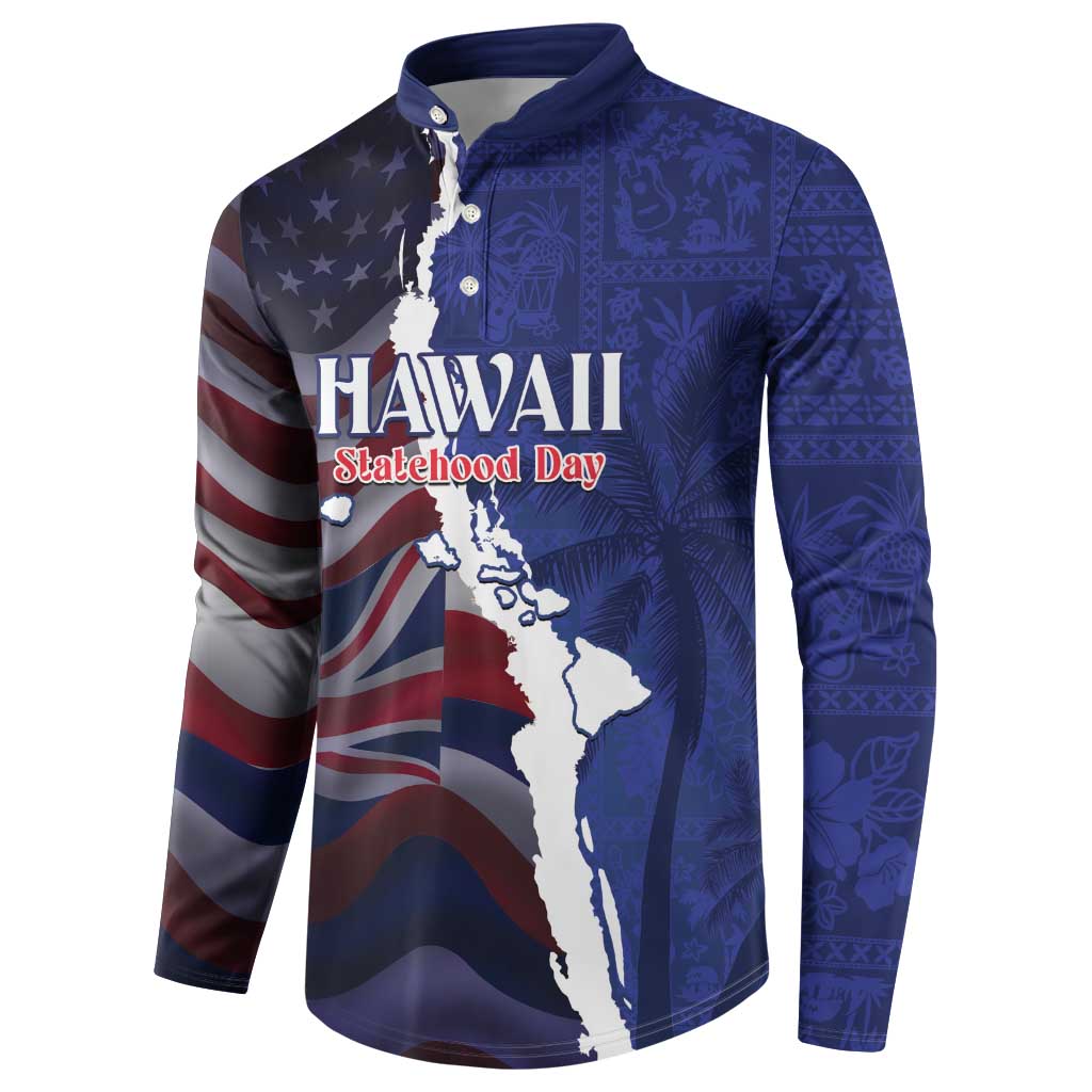 Personalized Hawaii Statehood Day Button Sweatshirt 66th Anniversary LT14 - Polynesian Pride