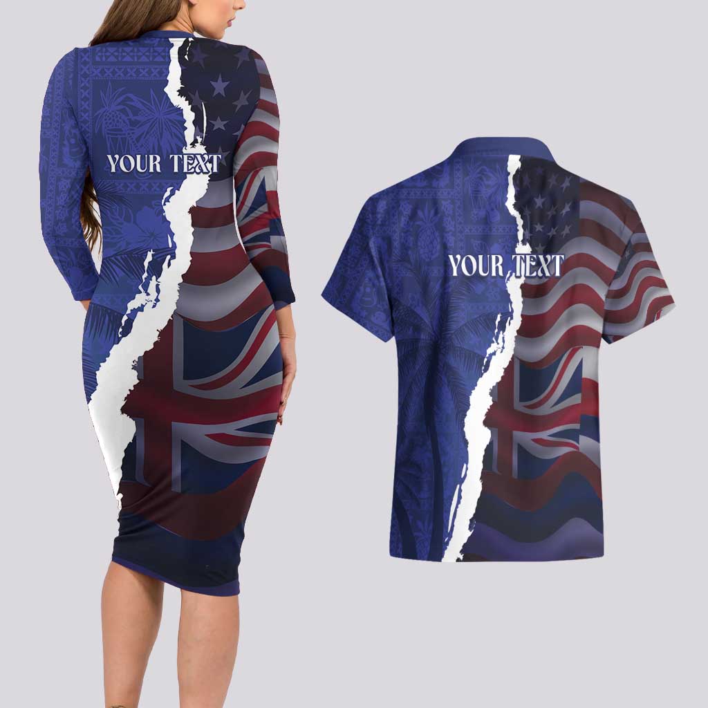 Personalized Hawaii Statehood Day Couples Matching Long Sleeve Bodycon Dress and Hawaiian Shirt 66th Anniversary LT14 - Polynesian Pride