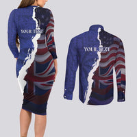 Personalized Hawaii Statehood Day Couples Matching Long Sleeve Bodycon Dress and Long Sleeve Button Shirt 66th Anniversary LT14 - Polynesian Pride