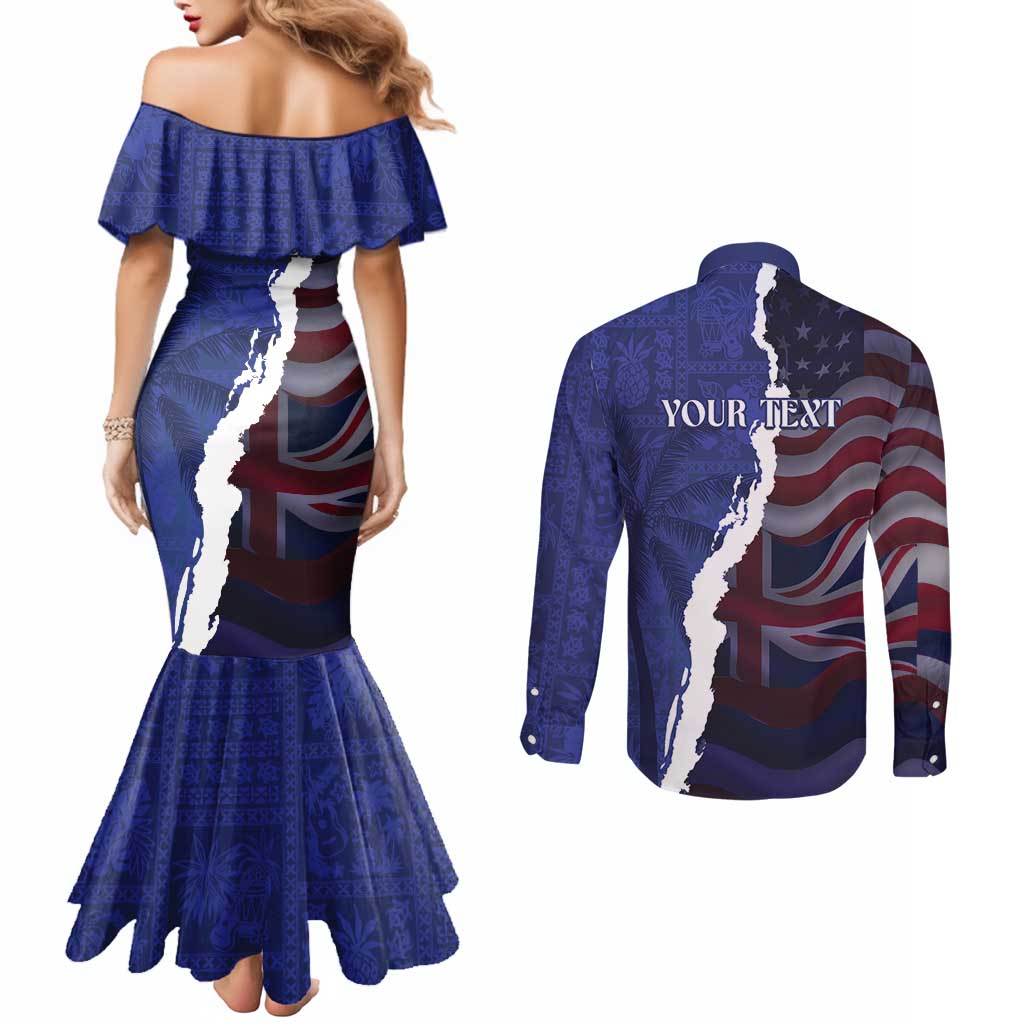 Personalized Hawaii Statehood Day Couples Matching Mermaid Dress and Long Sleeve Button Shirt 66th Anniversary LT14 - Polynesian Pride