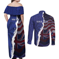 Personalized Hawaii Statehood Day Couples Matching Off Shoulder Maxi Dress and Long Sleeve Button Shirt 66th Anniversary LT14 - Polynesian Pride